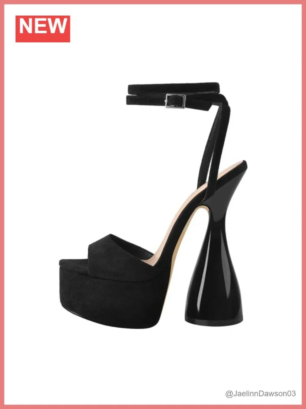 Women's Faux Suede Platform Heeled Sandals with Ankle Strap